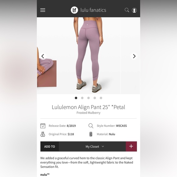 Rare Lululemon Align HR Pant 25" *Petal Size 6 - Picture 9 of 10